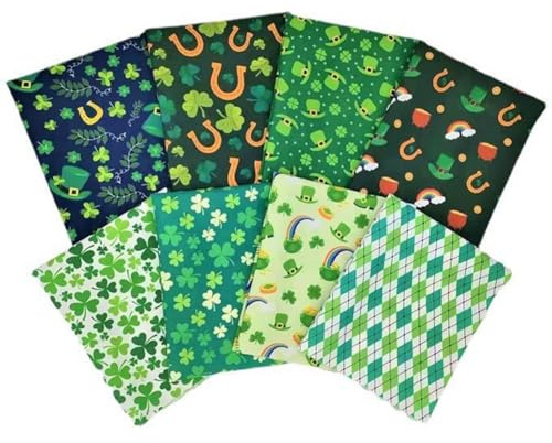 BrightGlow 8 Stück 50x40cm Baumwollstoff Meterware 100% Baumwolle Stoffbündel Patchwork Stoffpaket Stoffreste zum Nähen Quiltenstoffe Baumwolle Tuch Grün