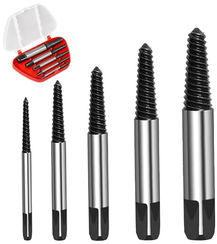 SANGFUN 5 Stück Schraubenausdreher Linksausdreher Schraubenausdreher Set Profi Ausdreher Set Schrauben Ausdreher Screw Extractor Geeignet für Gebrochene und Verrostete Schrauben und Muttern
