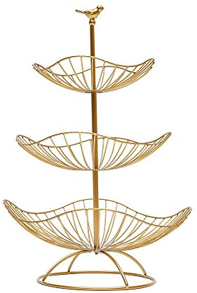 3 estantes para frutas, frutero de metal, cesta de verduras, cesta de frutas multicapa, cesta de frutas, cesta de aperitivos, soporte vintage para frutas, para salón, cocina, almacenamiento de