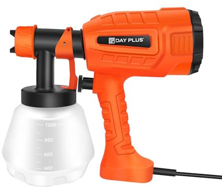 Farbsprühgerät, Zaun Farbsprühgerät, Farbsprühgerät für Wände und Decken, Farbsprühgerät für Zäune und Schuppen, Handgeführte Elektrische HVLP Sprühpistole mit 3 Düsen und 3 Mustern, 1000ML Behälter
