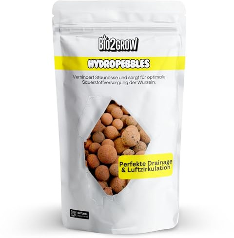 Bio2Grow Blähton Pebbles 2L - Grow Anbau Indoor Outdoor - Kugeln Hydrokultur Drainage Ton-Granulat Perlite Blumenerde