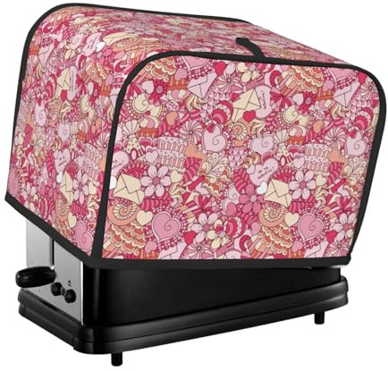 Copertura per tostapane a 2 fette, rosa dolce, con tasche, per piccoli elettrodomestici da cucina, protezione dalle impronte digitali, lavabile in lavatrice