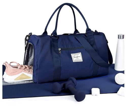 HYC00 Borsone Palestra Donna Uomo Borsa Sportiva con Scomparto Scarpe Borsone da Viaggio Sports Gym Bag Grande Borse da Palestra Piscina Donna Fitness Weekend Duffel Bag Borsa per Ospedale,Blu Reale