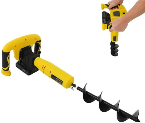 Tarière électrique sans Fil pour Poteau de clôture, tarière électrique avec Fonction de Marche arrière, Foret hélicoïdal Extensible de Jardin 30 x 8 cm, Outils de Forage de Poteau Portables