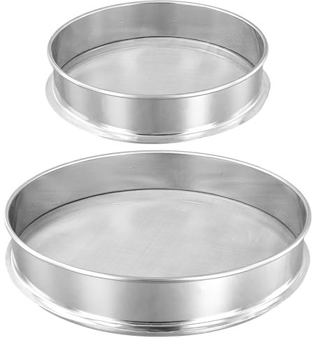 NAMYEUT Lot de 2 tamis à farine 80 mailles et 120 mailles, en acier inoxydable, à mailles fines, 20 cm et 30 cm de diamètre, tamis de cuisine pour farine, sucre glace