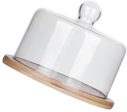 MAGICLULU Creative Dome Cake Display Cover with Wood and Glass Tray for Safe Food Storage and Protection from Pollution, for Holiday Meals and Weddings