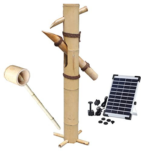 DDNGEJ Kit Fontana con Pompa e Cucchiaio d'Acqua, Decorazione da Giardino Giapponese, Fontana per Uccelli, Giardino Zen, Cascata, laghetto Zen all'aperto, beccuccio, f