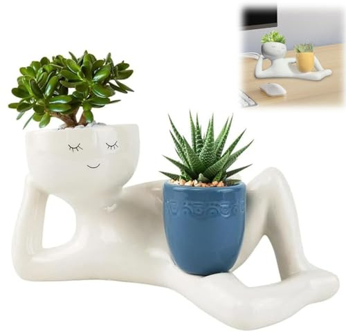 Fioriera Lazy Guy, fioriere divertenti, vaso da fiori con piccolo personaggio pigro, decorazione da giardino unica sdraiata, graziosa fioriera in resina per la decorazione della casa e del giardino