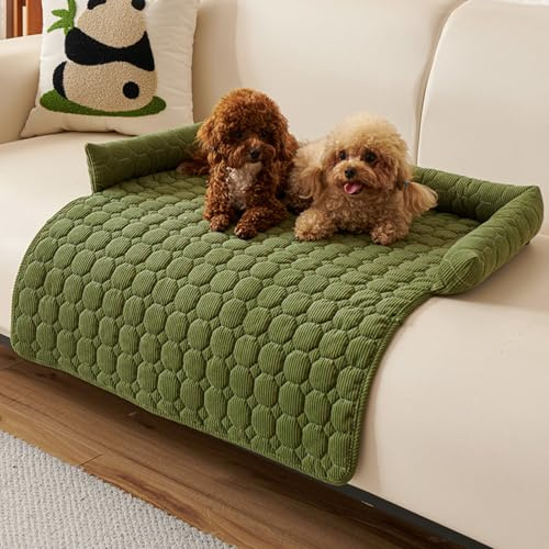 ZF YLYH Sofá cama para perros, alfombrilla protectora para perros, 75 cm, universal, con cojín cervical, antideslizante, protector de muebles, color verde