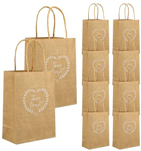 10 Stück Geschenktüte Hochzeit, Geschenktüten Kraftpapier Team Braut