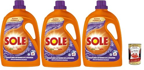 Italian Gourmet Freschezza Naturale detersivo lavatrice Lavanda 3 x 1845ml | Formula igienizzante, profumo pulito; Flüssigwaschmittel gegen Flecken, Gesamtnettogewicht 5,535 L + Kostenlos Polpa 400g