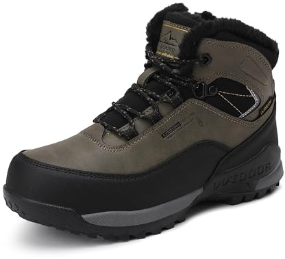 AX BOXING Stivali Neve Bambino Scarpe da Trekking Invernali Caldo Scarpe da Escursionismo Ragazzi Stivaletti Montagna Antiscivolo Verde Scuro 34