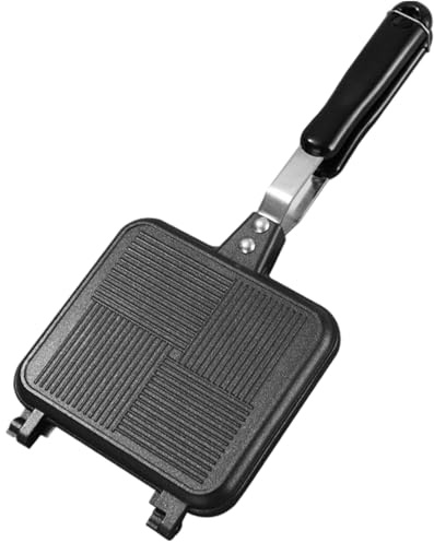 Csafyrt Camping Toastie Maker, Double Side Toasted Sandwich Maker Non-Stick Stovetop Bread Frying Pan with Heat-Resistant Handles for Home Outdoor Camping