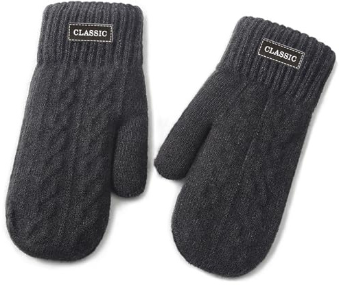 Oneshlee Fäustlinge Fausthandschuhe Herren, Strick Winter Handschuhe Herren Warm, Winterhandschuhe Fleece Skihandschuhe Männer, Thermo Winter Gloves Men For Camping, Cycling, Skiing, Hiking