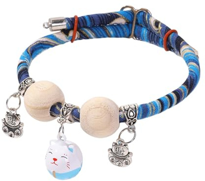 Rechory Collar for Pet Cat,Cedar-Bead Kitten Collar with Bell - All-Day Wear Animals Adjustable Necklace Aesthetic for Photography Training Travel Walking Holiday Yard
