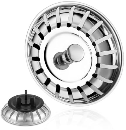 Tapón para Fregadero de Cocina (1 Unidad, Compatible con IKEA, 80 Mm, Acero Inoxidable, Filtro), Tapon Fregadero Franke, Tapón Colador con Junta