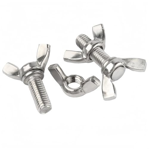 Rummyluck M5 x 100 mm rostfritt stål vingskruvar fjärilsbultsats med slingmuttrar (4 uppsättningar)