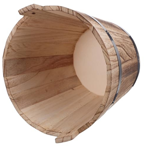 ANDRESLAD Jardinière en Bois Massif de Seau Vintage Pot pour Succulentes Intérieur et Extérieur Dimensions 18X15X13 CM Jardinière Rustique pour Balcon et Terrasse Bac à Plantes Solide