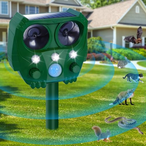 XUNIVERS Répulsif Chat Ultrason,Répulsif Chat Exterieur,Répulsif pour Chats Solaire,répulsif à ultrasons avec Détecteur de Mouvement pour Anti Chats Chiens Souris Ratons Oiseaux Les rongeurs.