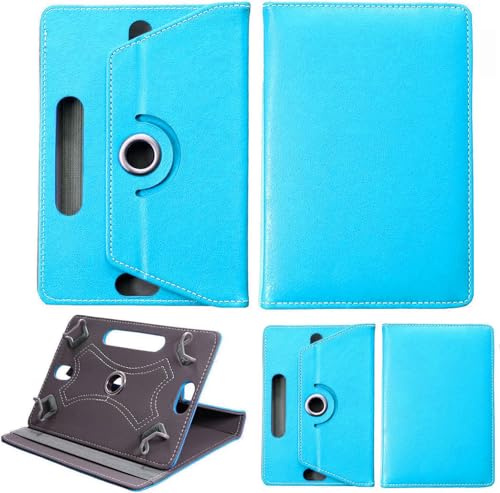 World biz Universal 7 Inch Tablet Case - Premium PU Leather 360 Degree Rotating Stand Folio Wallet Cover Android Tablets, Smooth Interior Fit for Kindle eReader Fire Lenovo/Sony E-Book (Sky Blue)