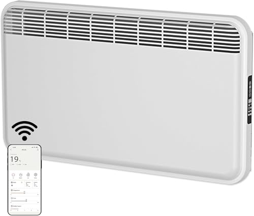 MYLEK WiFi Electric Panel Heater Radiator 1500W – Smart Wall Mounted or Freestanding Heater with App Control, Digital Thermostat, 24/7 Or Countdown Timer, Eco Mode, Lot 20 Compliant (1500W)