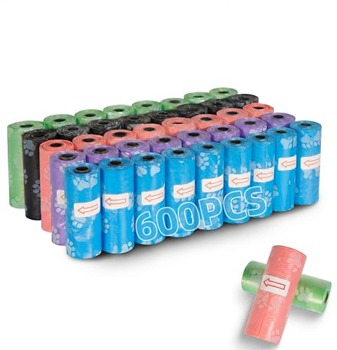 Withosent 600 Stück Hundekotbeutel, 40 Rollen Kotbeutel für Hunde, Auslaufsicher Hundebeutel Kot, Tragbar Dick Hundetüten Hundezubehör mit Kotbeutelspender 33x22.8cm