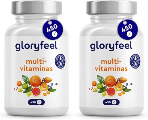 Multivitaminas y Minerales - 450 Comprimidos (Suministro para +1 año) - Todas las Vitaminas A,B,C,D3,E, Calcio, Zinc, Selenio – Multivitaminico Activo Completo para Hombre y Mujer (Paquete de 2)