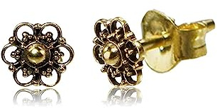 viva-adorno 1 par örhängen örhängen mässing etno vintage antik stil blommor blommor Goa Z498, Mässing, Ingen ädelsten