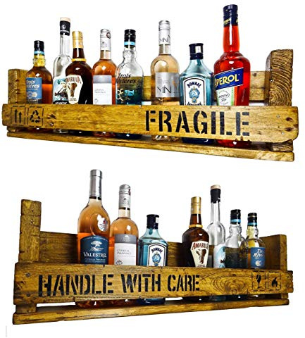 SHaBBY ViNTaGe PaLeTTeNReGaL Doppelpack (HxLxT: 23x8ox8,5cm) im Frachtkisten Style aus Echtholz ideal als Weinregal oder Wandbar