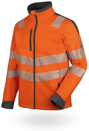 WÜRTH MODYF Warnschutz Softshelljacke Neon – hochwertige & reflektierende Arbeitsjacke in Größe 3 XL – winddicht, atmungsaktiv & wasserabweisend (8.000 mm WS)| Orange