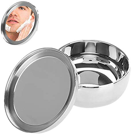 Ciotola Per Sapone Barba, Universale Ciotola Barba Per Uomo In Acciaio Inox,con Coperchio,Strumenti Per La Rasatura Bagnata,Diametro Bocca Ciotola 10,5 cm