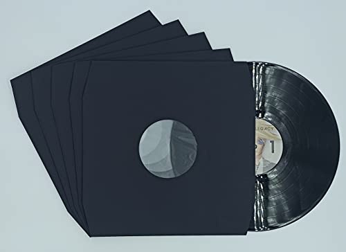 50 sous Pochettes intérieures en Papier doublées antistatiques Noires pour Vos disques vinyles 33 Tours 12