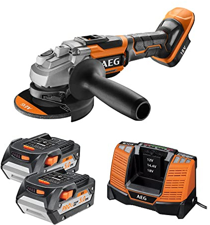 AEG - Meuleuse d’Angle Sans Fil BEWS 18-125BL – Brushless 18V, Disque 125 mm, Poignée 3 Positions, Frein Rapide – Puissante, Sécurisée, Compatible Batteries PRO18V