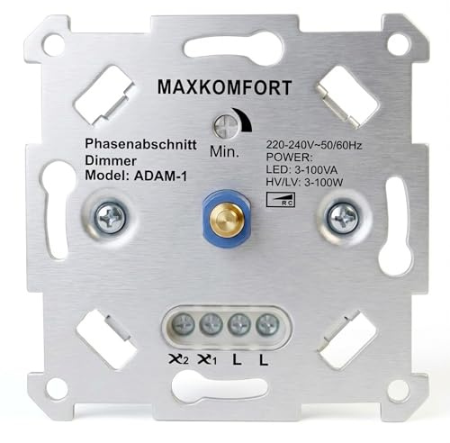 ADAM-1 LED Drehdimmer Unterputz 230V Phasenabschnitt RC 3–100W für LED und Halogen Druck-Wechselschalter Einsatz