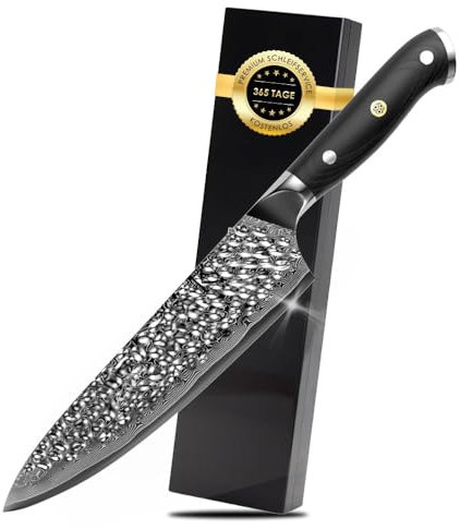 KRAFTSTEIN Damastmesser 34 cm | Profi-Kochmesser Gyuto mit 67 Lagen Damaststahl | Ergonomischer Griff – Allzweckmesser für Chef- & Hobbyköche