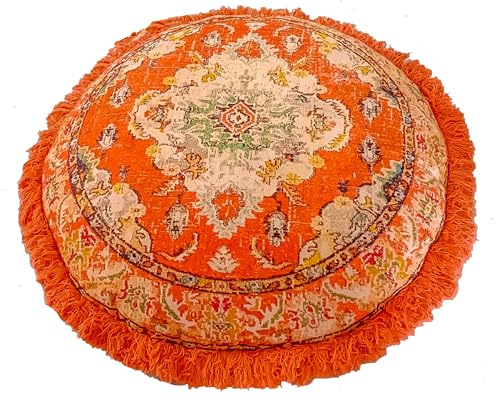 Mandala Life ART Meditationskissenbezug - 60 cm mit Fransen - Ronde bedruckter Boho Chic Bodenkissenbezug aus Baumwolle