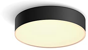 Philips Hue – Lámpara inteligente, Hue Enrave S, Lámpara de Techo LED Inteligente, Luz Blanca de Cálida a Fría, Compatible con Alexa y Google Home, Color Negro