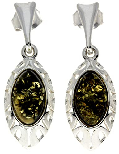 SilverAmber Jewellery UK - 925 Sterling Silber mit baltischer Bernstein - baumelnde Ohrringe - GL191