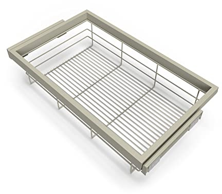 Emuca - Drahtkorb mit sanft schließenden Schienen für Schränke, Modul 800mm, regulierbare, Steingrau lackiert