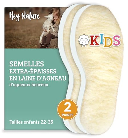 Hey Nature 2 Paar Lammwolle Einlegesohlen Kinder Winter – natürliche Wärmesohlen für Kinderschuhe. Wärmende Schuheinlagen & Fußwärmer. Wollsohle statt Lammfellsohle fürs Kind