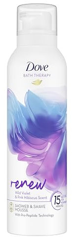 Dove Bath Therapy Renew Wild Violet & Pink Hibiscus Scent Shower Foam Shower Mousse with Pro-Peptide technology to leave your skin soft 200 ml