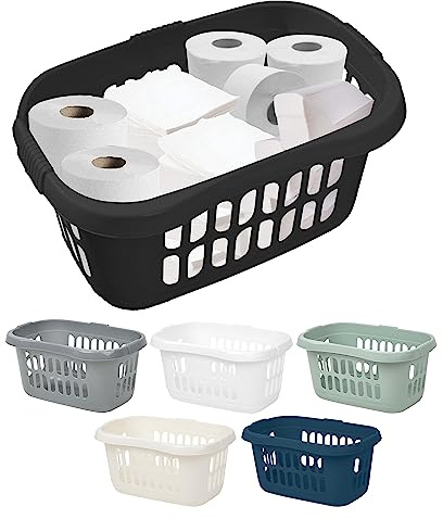 Laundry Cleaning Pack (Set of 60L Litre Hipster Laundry Basket, 2Ply -4Pk Toilet Roll and 2pk Kitchen Rolls, 1Ply -1Pk Z Fold and 4Pk Square Tissue) Plastic Hamper Cleaning Organising Napkin