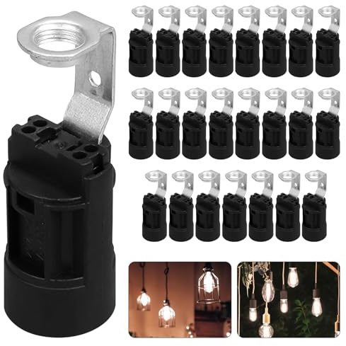24 Stück E14-Lampenfassung, E14 Thermoplastischer Kerzenlampe Halter, Kronleuchter EN/EC 250V, Thermoplastische Halter für Kerzenlampen und Tischlampen Baufassung