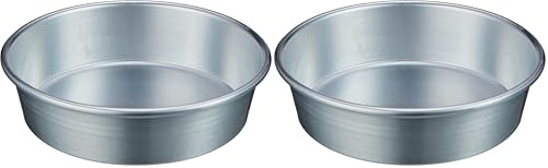 Pentole Agnelli Linea Pasticceria e Pizza Tortiera Conica in Alluminio con Orlo (H 6 cm), Argento, 20 cm (Confezione da 2)