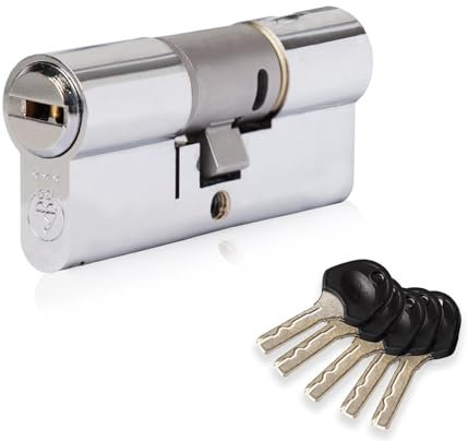 XFORT Colossus Polished Chrome 3 Star Kitemarked Euro Cylinder Lock 35EX/35 (70mm), British Standard TS007 Anti-Snap Barrel Lock, uPVC Door Lock.