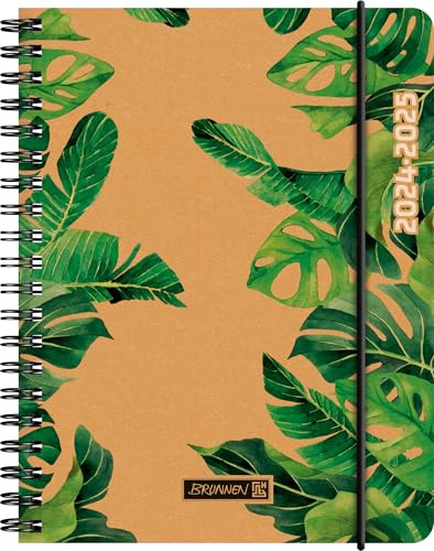 BRUNNEN Schülerkalender (2024/2025) „Jungle Leaves“, 2 Seiten = 1 Woche, A6, 208 Seiten