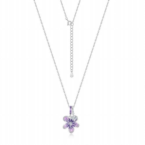 ZYNSAE Ciondolo Di Smalto Dell'Orchidea Bella Collana in Argento Sterling Qing S925, argento