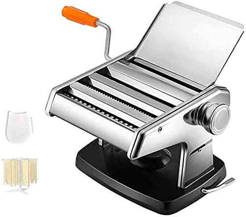 CCKUHN Nudelmaschine, Nudelmaschine, Nudelmaker-Maschine, handgekurbelte Presse, Nudelmaschine, Nudelschneider, Spaghettimaker, Edelstahl, Haushalt, Multifunktion (schwarz, Zwei Messer)