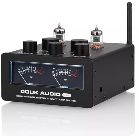 Douk Audio T6PRO HiFi-Verstärker TPA3255 Tube Amplifier Bluetooth Röhrenverstärker mit VU-Meter 300Watt x2
