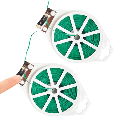 Laccetti Lacci per Piante da Giardino Rotolo di Filo da Giardino, 2PCS 100m Fascette da Giardino, Filo d'Acciaio Rivestito in Plastica con taglierina, per Piante Flessibili, organizzazione di Cavi